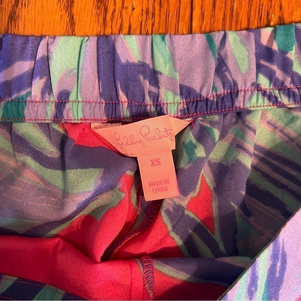 Lilly Pulitzer Graphic Colorful Palazzo Pull-on Pants Sz XS Flowy Lightweight